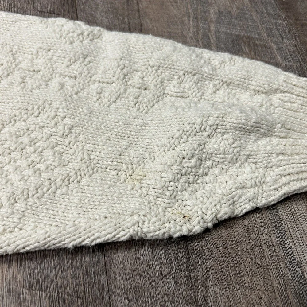 Vintage Woolrich Sweater Mens Large white Chunky Knit Heavyweight Crewneck